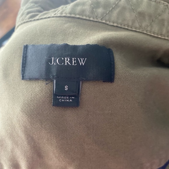 J. Crew army green denim cropped peplum jacket with tie waist, button-down - Picture 7 of 11